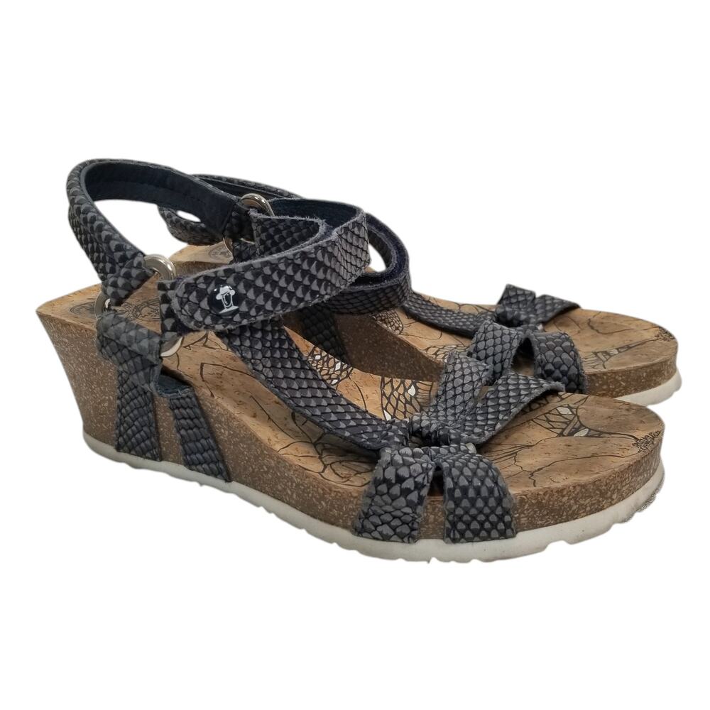 Panama Jack Violetta Women's Cork Wedge Heel Sandals Size 37 / 6.5